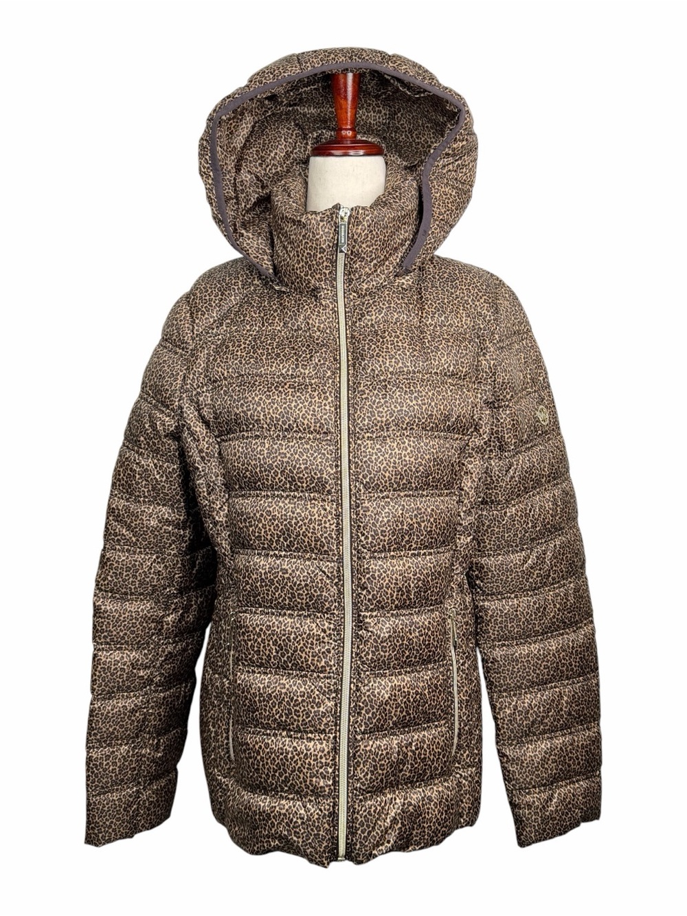 Michael Kors Jacket Packable Down Hooded Hoodie Zip Up Jacket Leopard Women's M